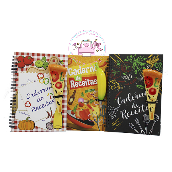 Caderno / Livro de Receita | Com Caneta Decorativa ( Imã de Geladeira )